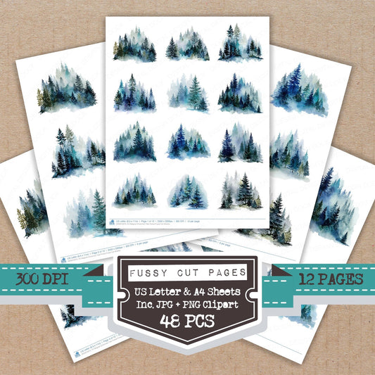 DDD010373_FC Magical Christmas Tree Forest Fussy Cut Sheets