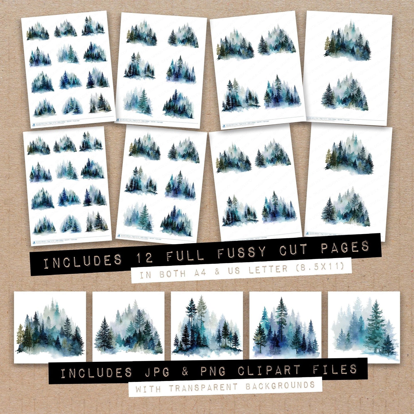 DDD010373_FC Magical Christmas Tree Forest Fussy Cut Sheets