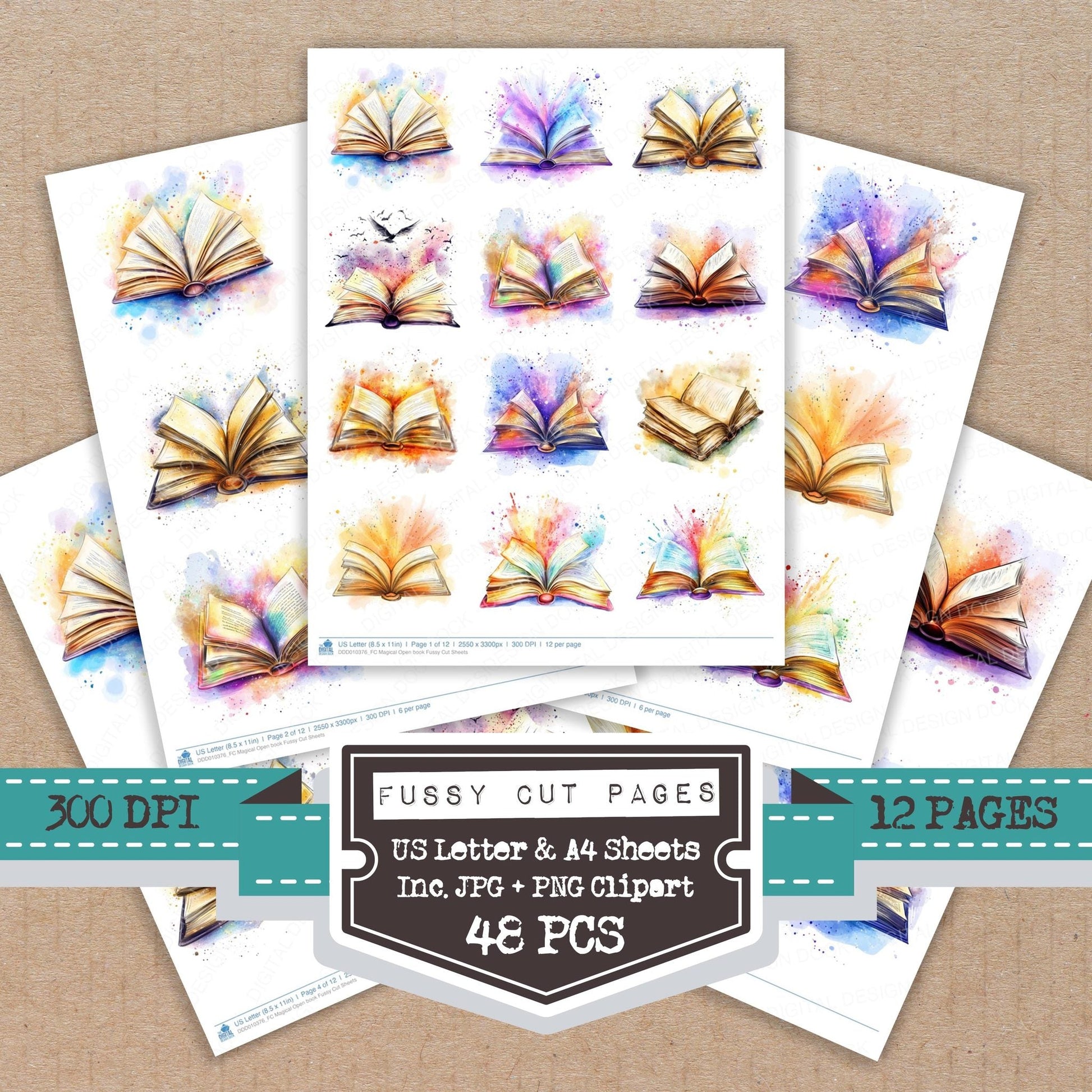 DDD010376_FC Magical Open book Fussy Cut Sheets