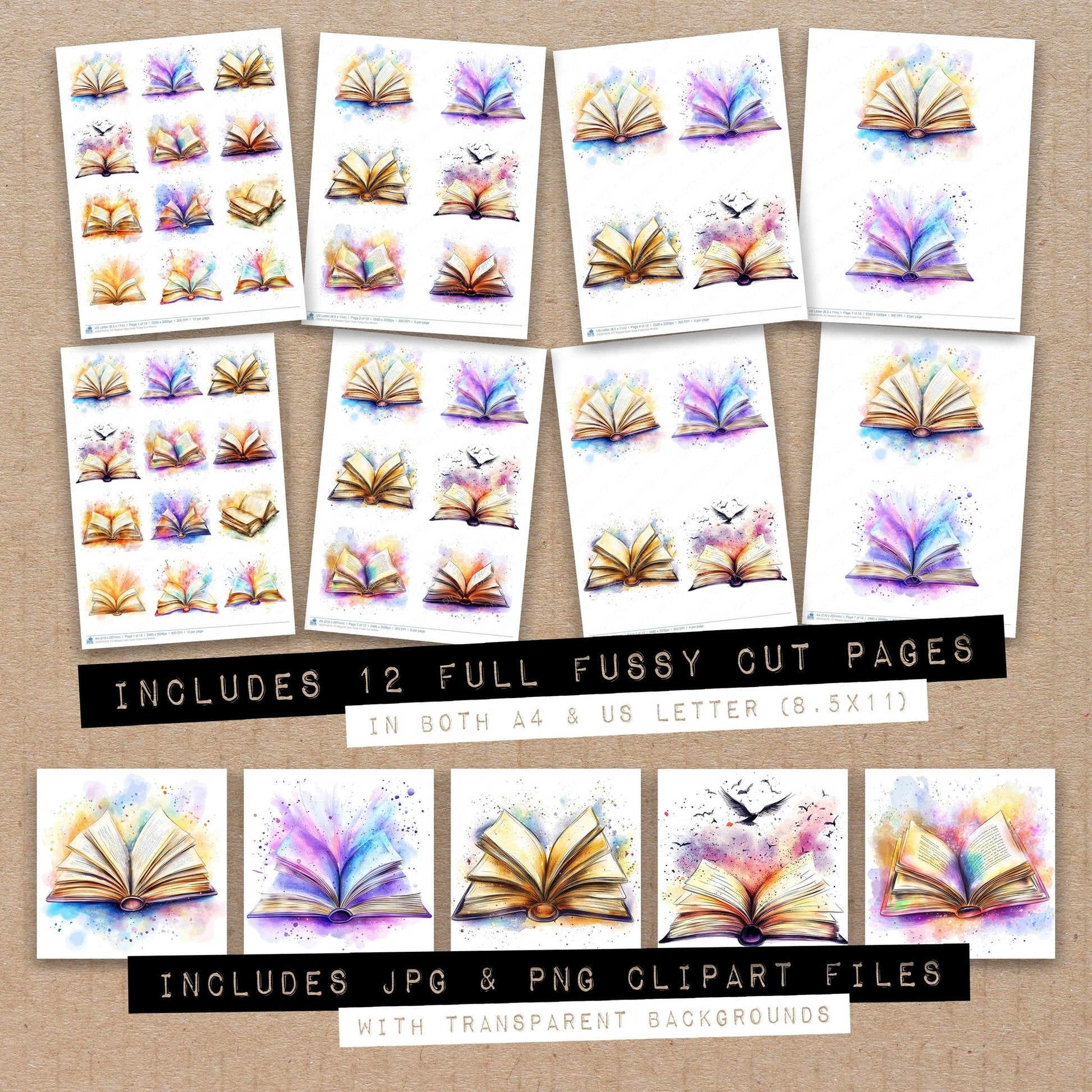 DDD010376_FC Magical Open book Fussy Cut Sheets