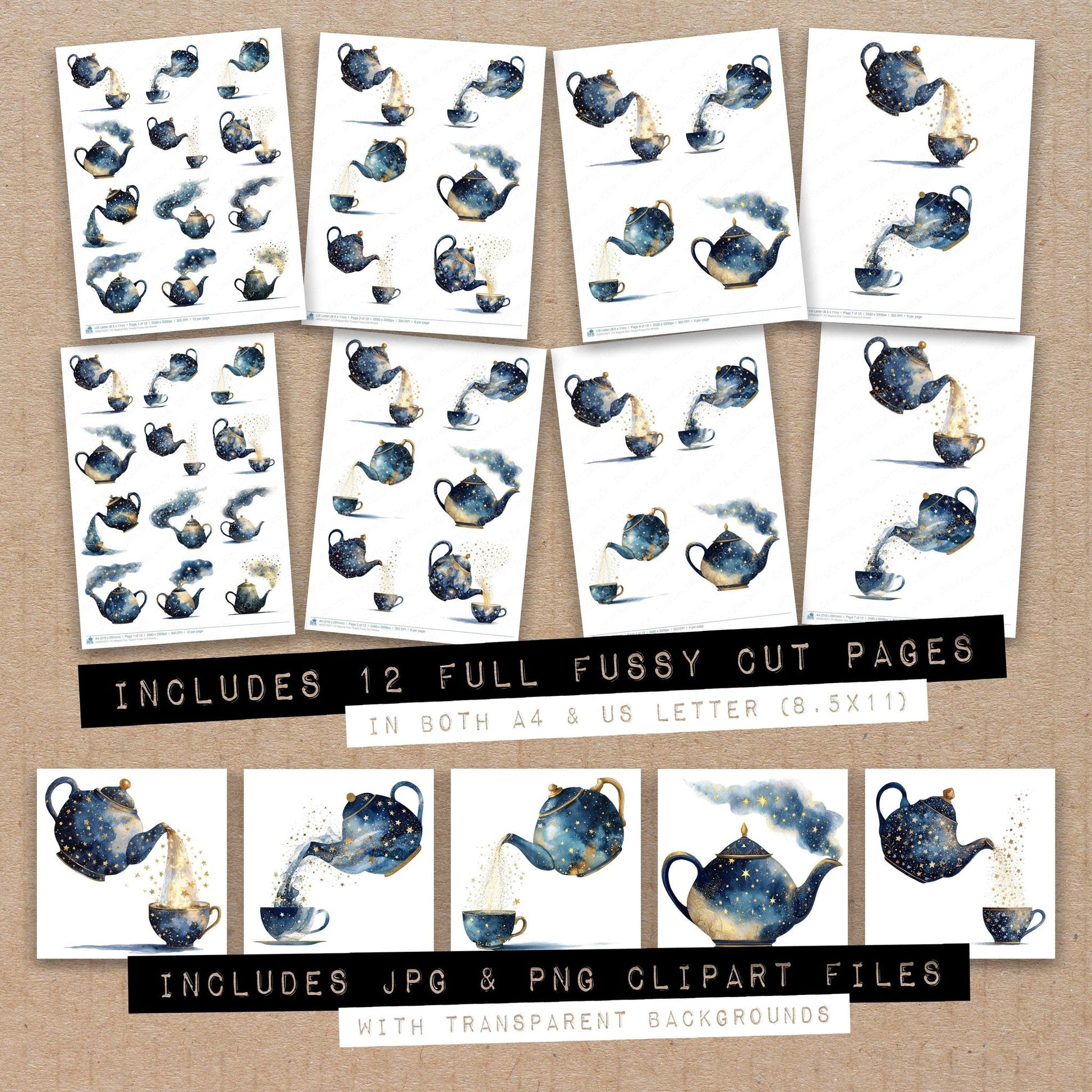 DDD010377_FC Magical Star Teapot Fussy Cut Sheets