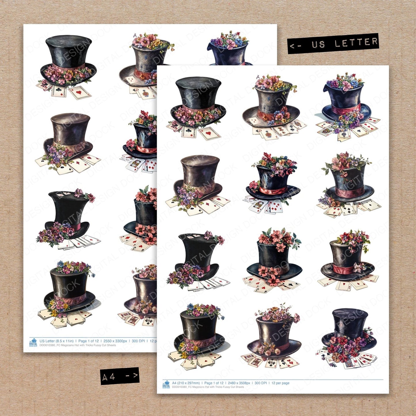 DDD010380_FC Magicians Hat with Tricks Fussy Cut Sheets