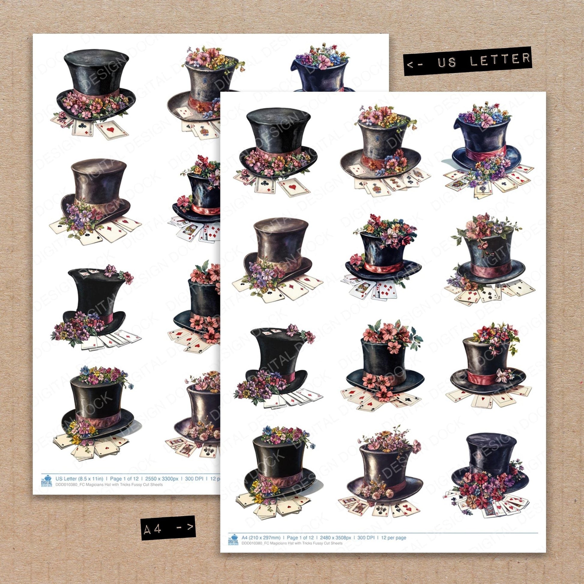 DDD010380_FC Magicians Hat with Tricks Fussy Cut Sheets