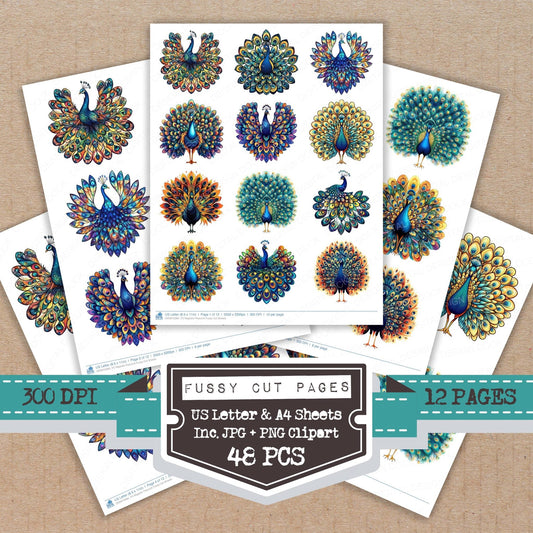 DDD010384_FC Majestic Peacock Fussy Cut Sheets