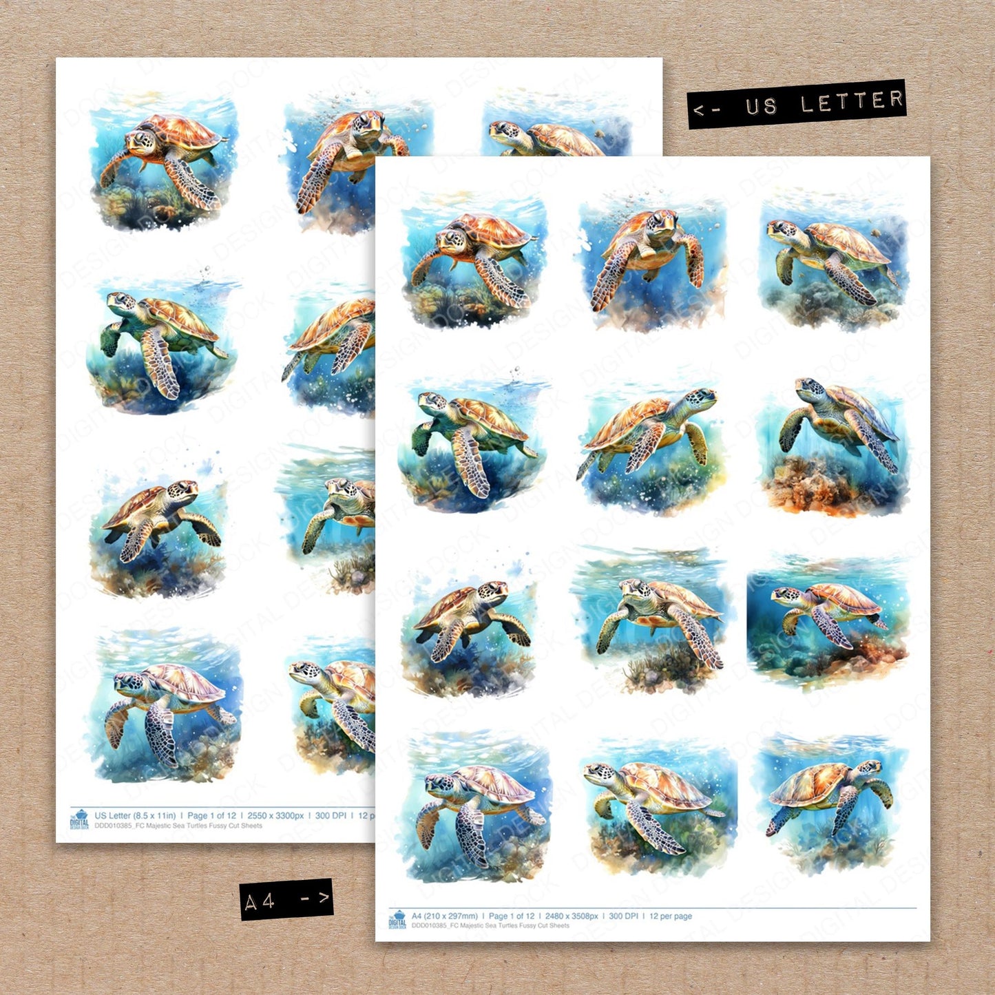 Majestic Sea Turtles Fussy Cut Sheets (DDD010385)