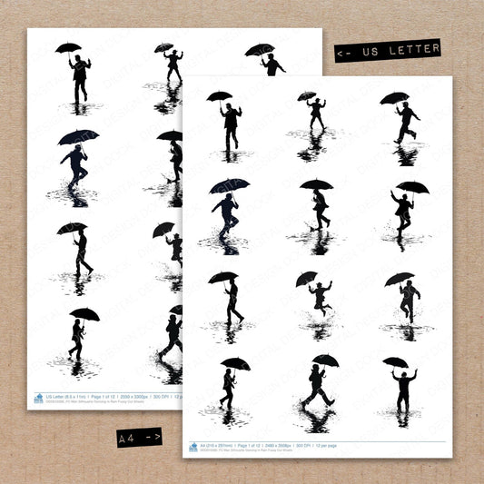 DDD010390_FC Man Silhouette Dancing in Rain Fussy Cut Sheets
