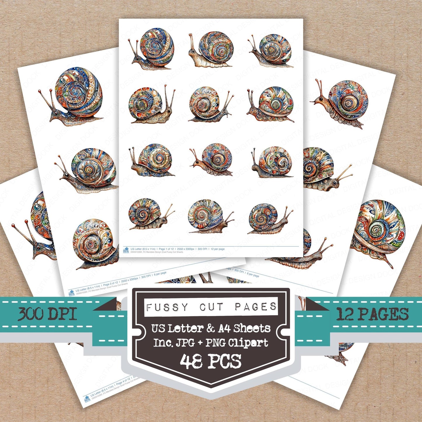 DDD010392_FC Mandala Design Snail Fussy Cut Sheets