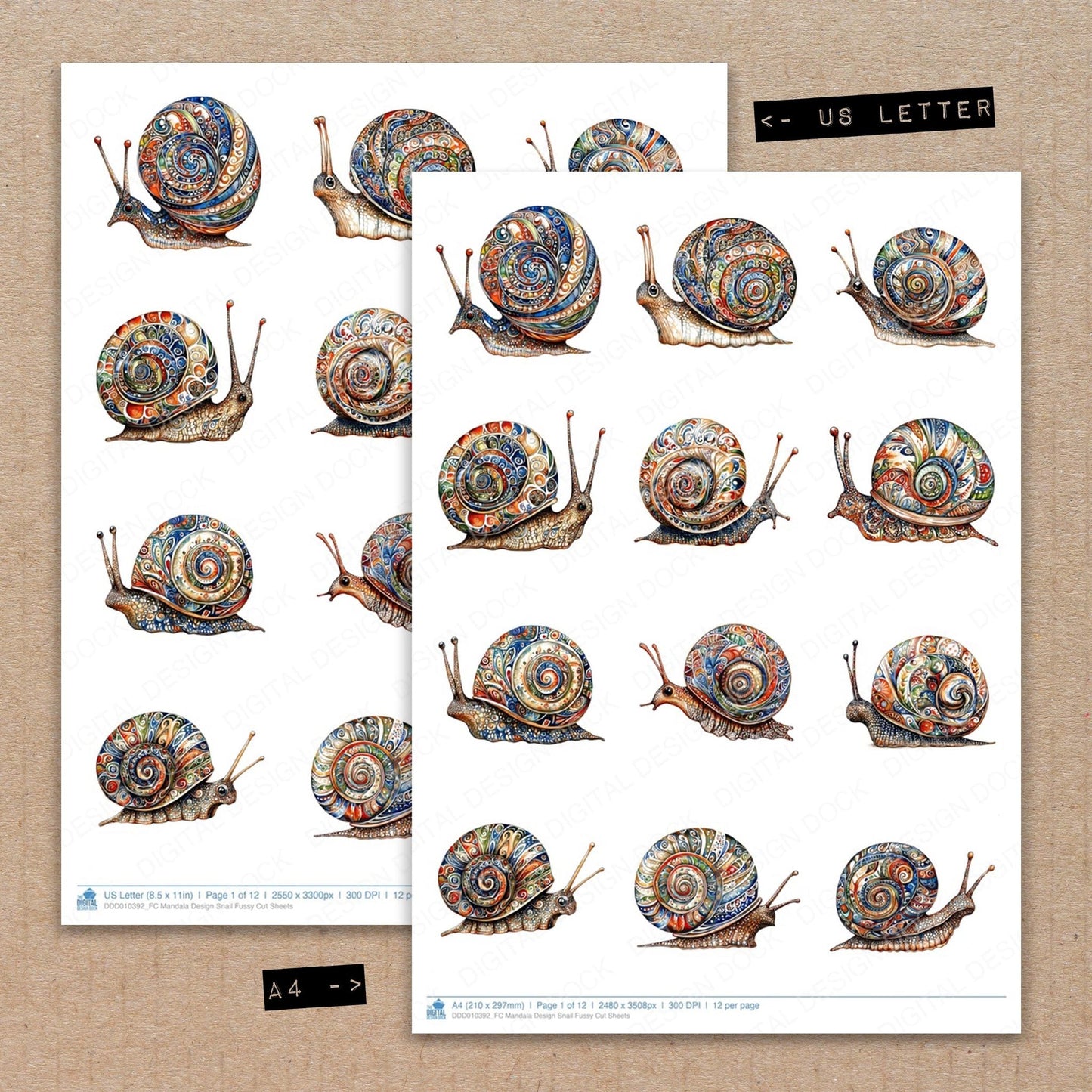 DDD010392_FC Mandala Design Snail Fussy Cut Sheets