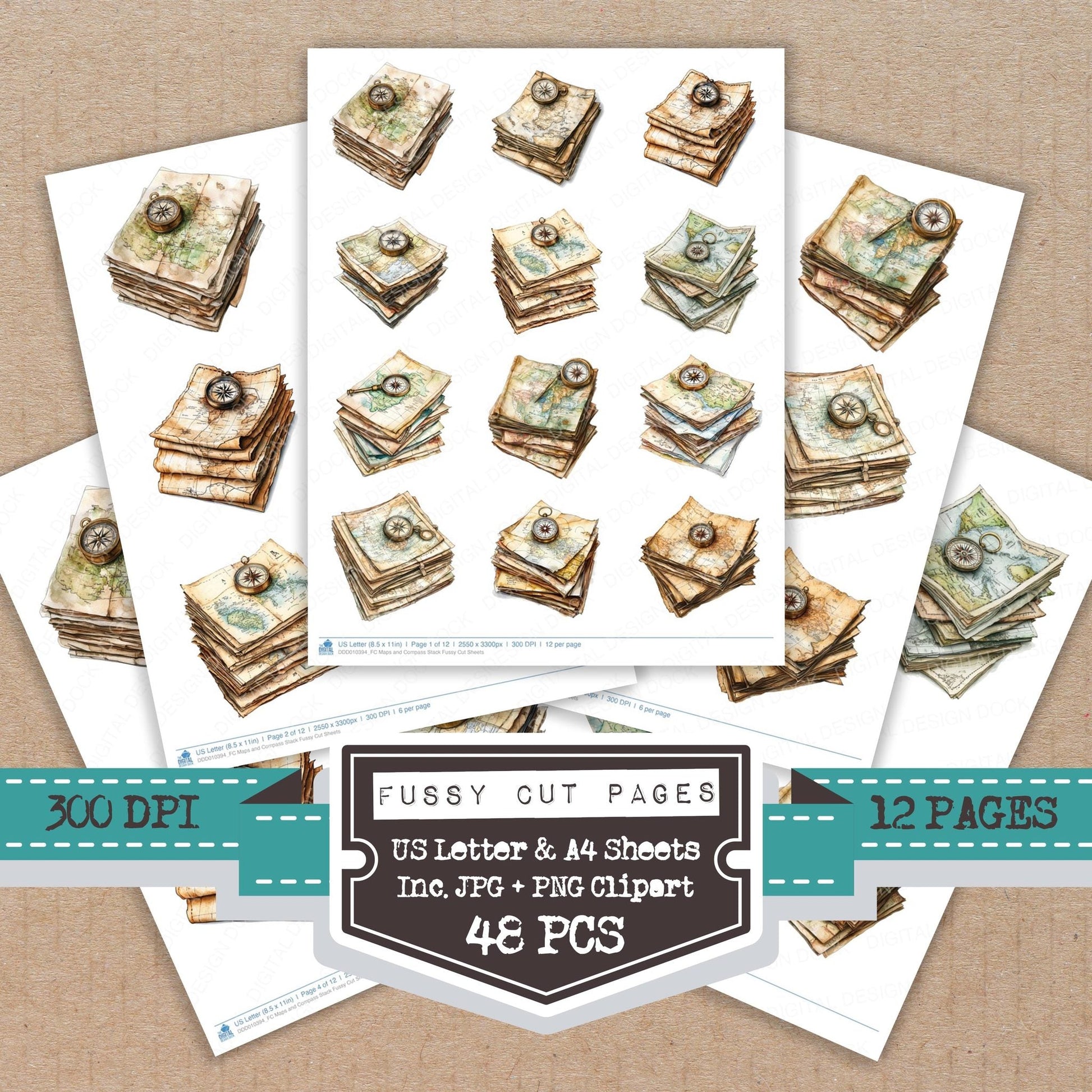 DDD010394_FC Maps and Compass Stack Fussy Cut Sheets