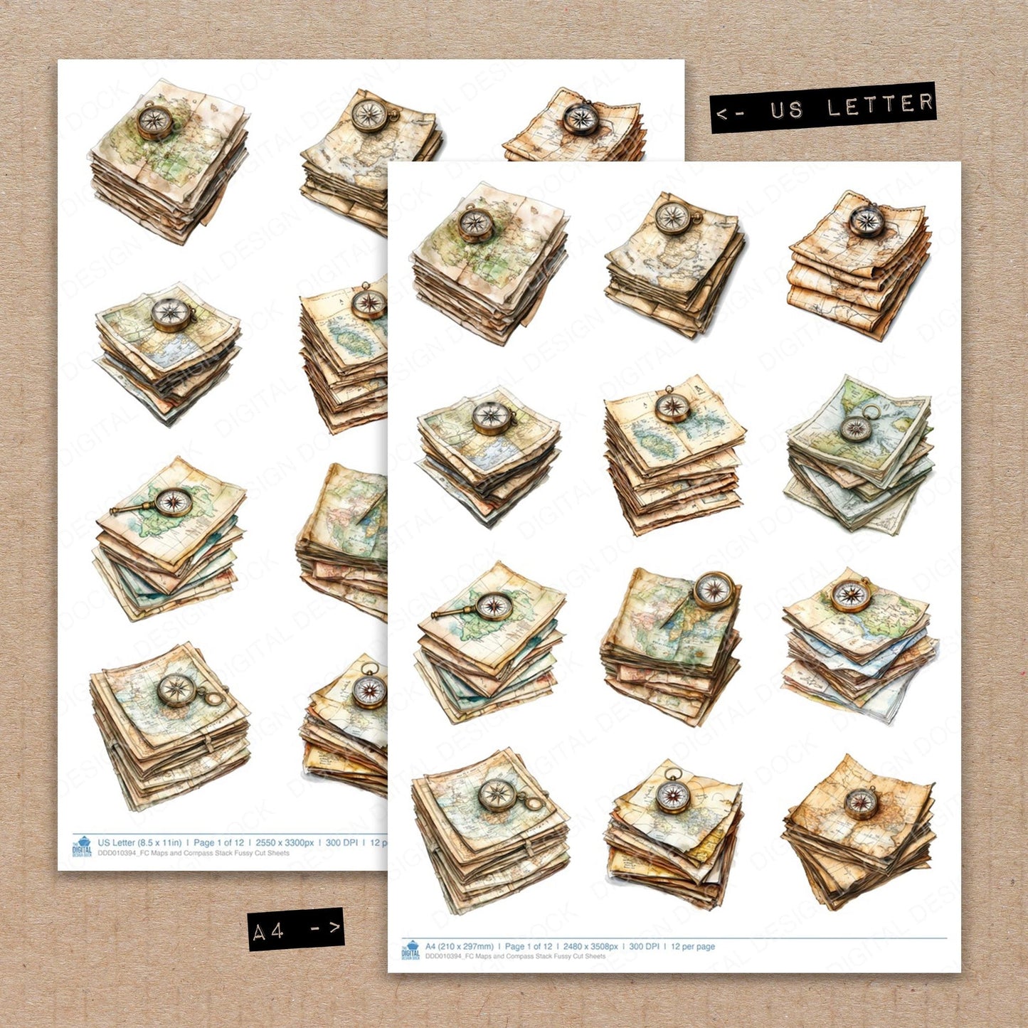DDD010394_FC Maps and Compass Stack Fussy Cut Sheets