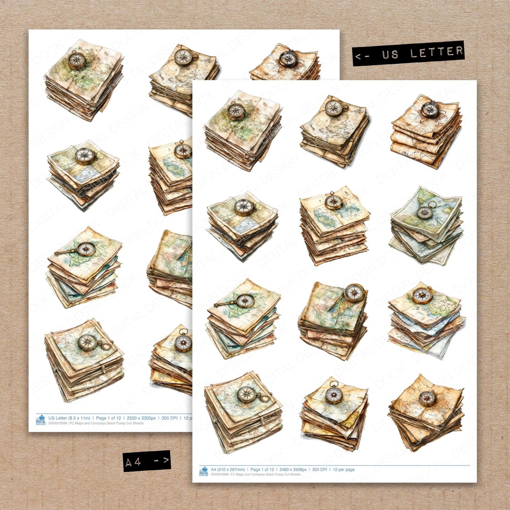 DDD010394_FC Maps and Compass Stack Fussy Cut Sheets