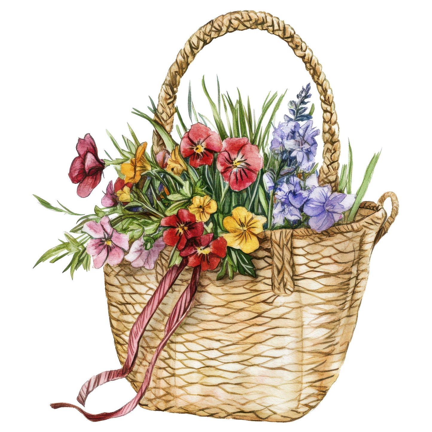 Market Bag with Garden Flowers Fussy Cut Sheets (DDD010396)