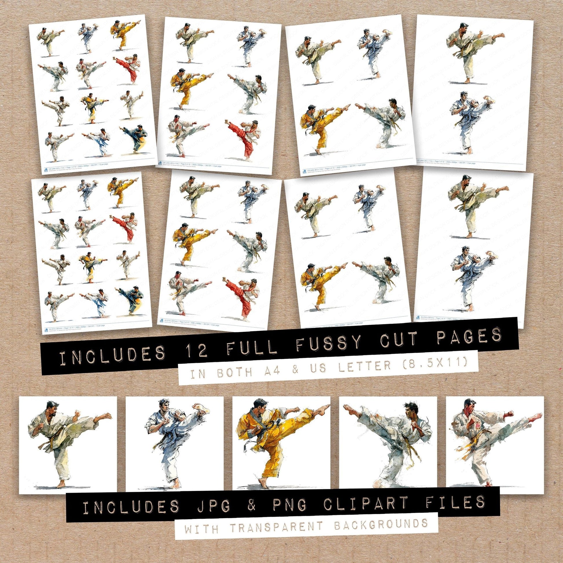 DDD010397_FC Martial Arts High Kick Fussy Cut Sheets