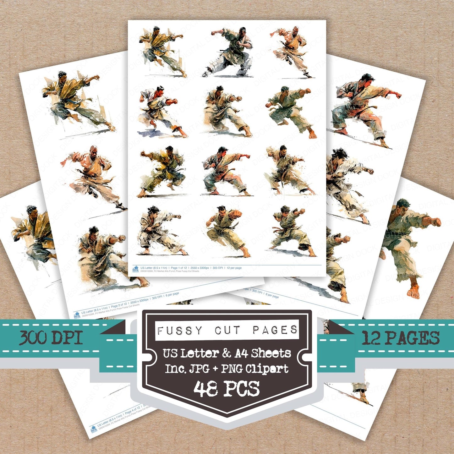 DDD010399_FC Martial Arts Punch Pose Fussy Cut Sheets