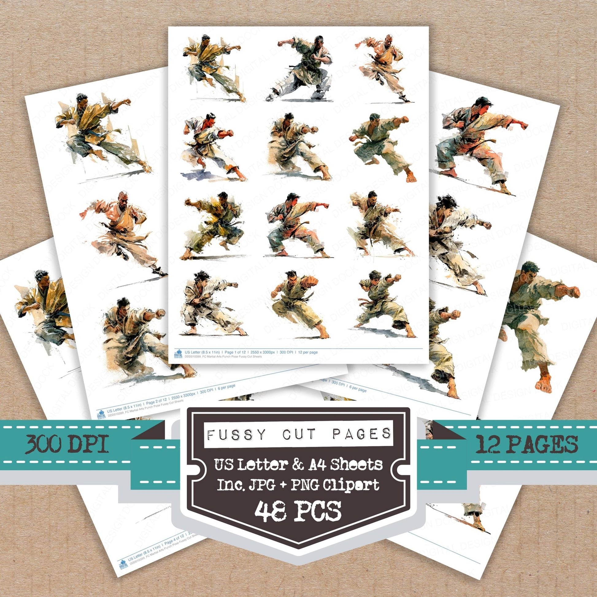 DDD010399_FC Martial Arts Punch Pose Fussy Cut Sheets