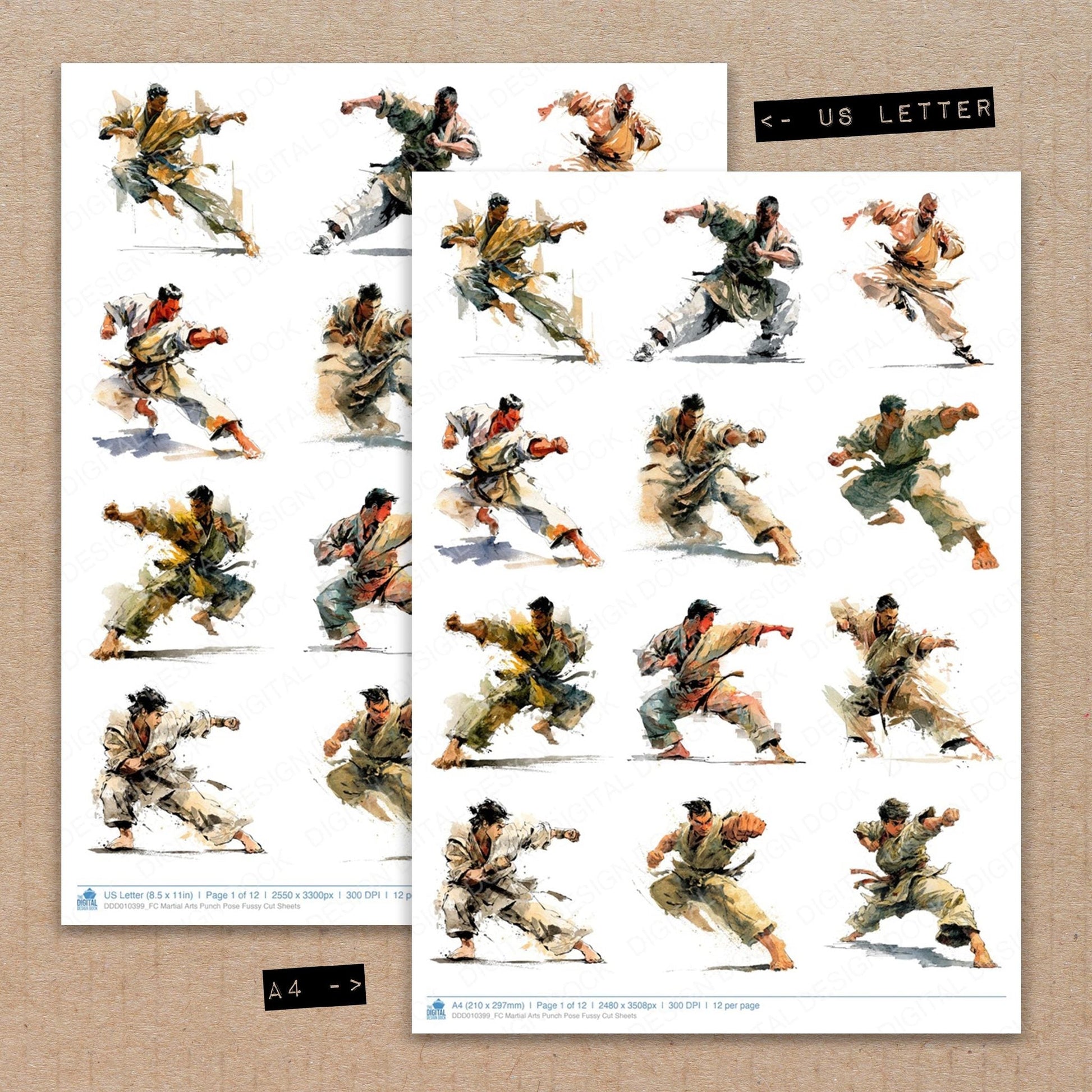 DDD010399_FC Martial Arts Punch Pose Fussy Cut Sheets