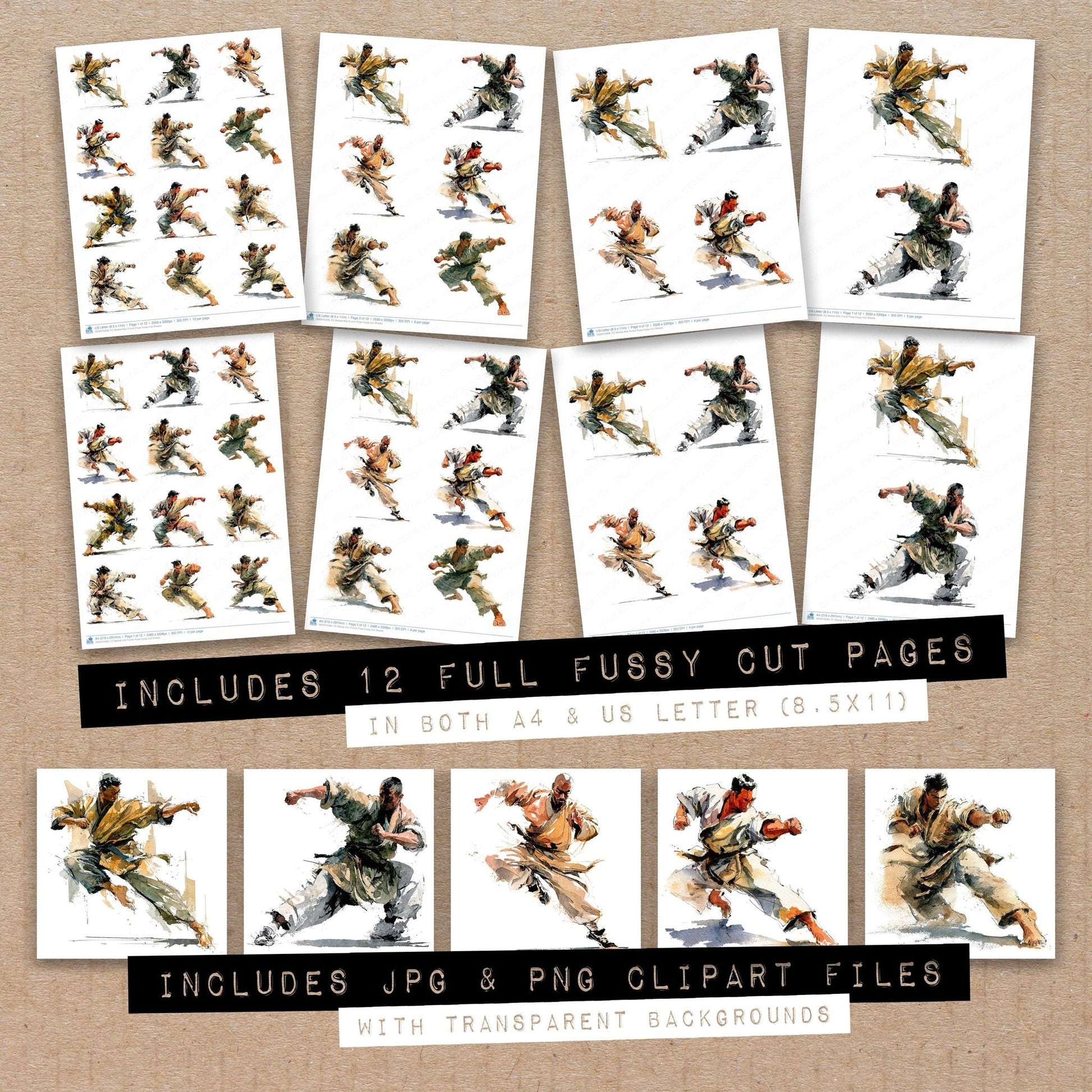 DDD010399_FC Martial Arts Punch Pose Fussy Cut Sheets