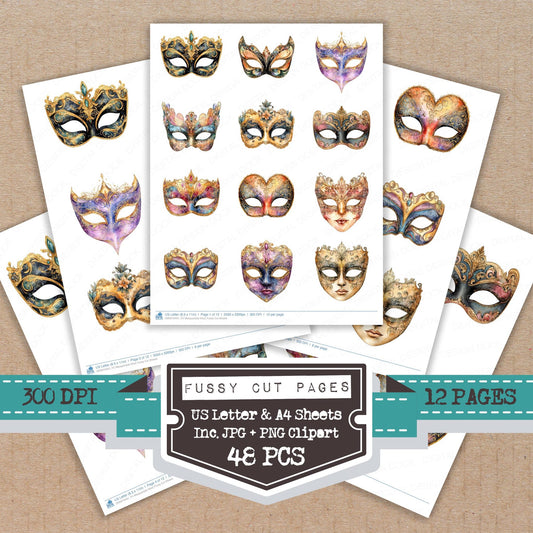 Masquerade Mask Fussy Cut Sheets (DDD010401)