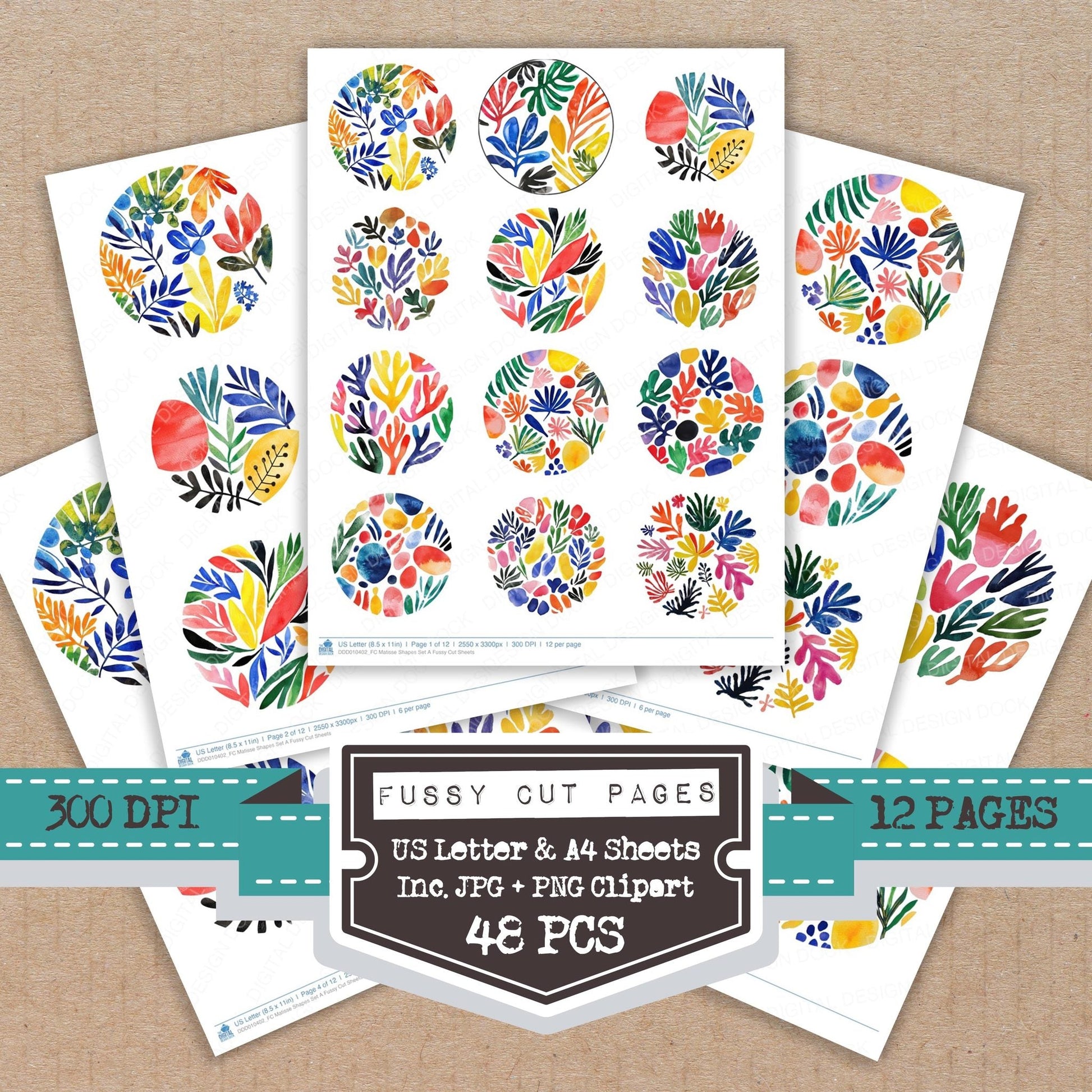 DDD010402_FC Matisse Shapes Set A Fussy Cut Sheets