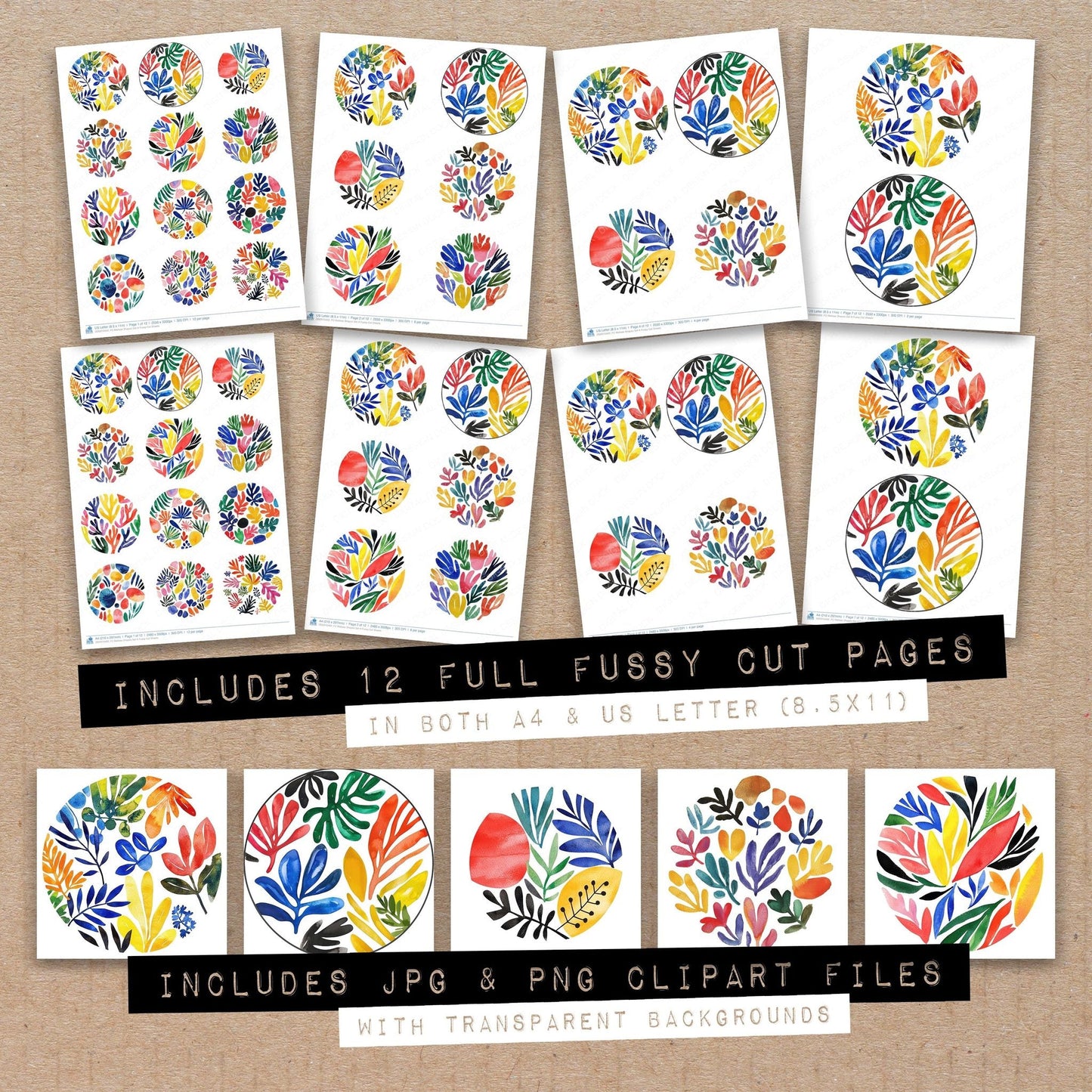 DDD010402_FC Matisse Shapes Set A Fussy Cut Sheets