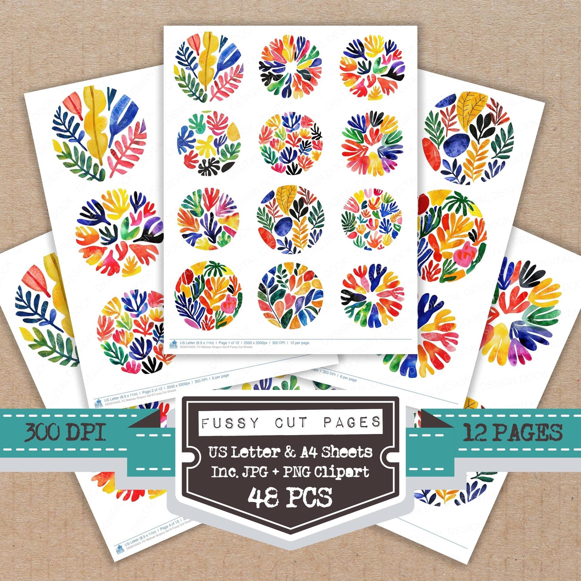 DDD010403_FC Matisse Shapes Set B Fussy Cut Sheets