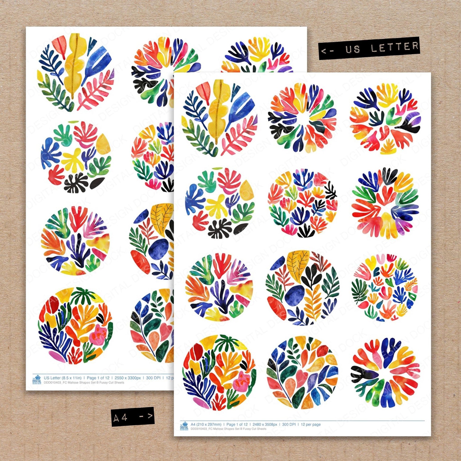 DDD010403_FC Matisse Shapes Set B Fussy Cut Sheets
