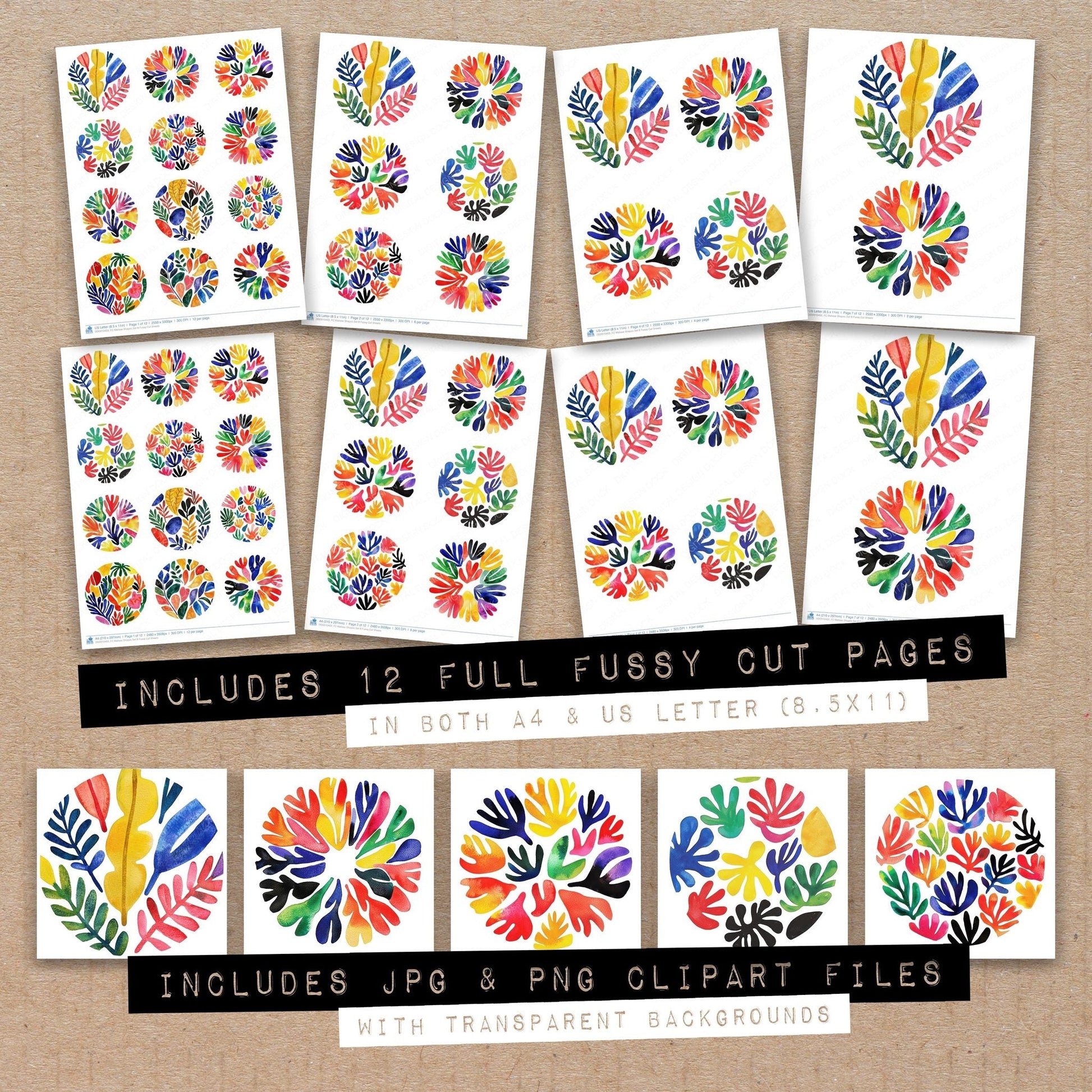 DDD010403_FC Matisse Shapes Set B Fussy Cut Sheets