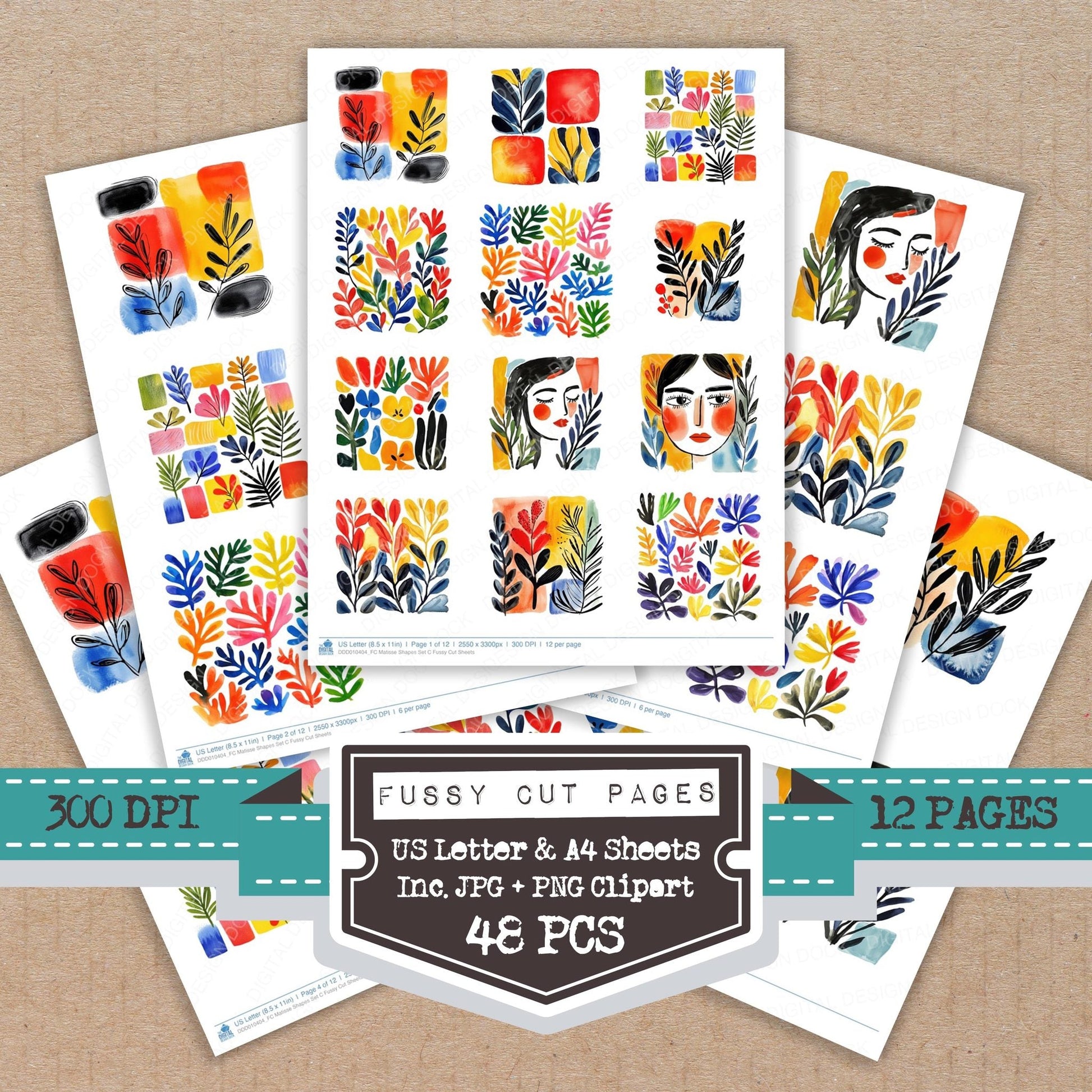 DDD010404_FC Matisse Shapes Set C Fussy Cut Sheets