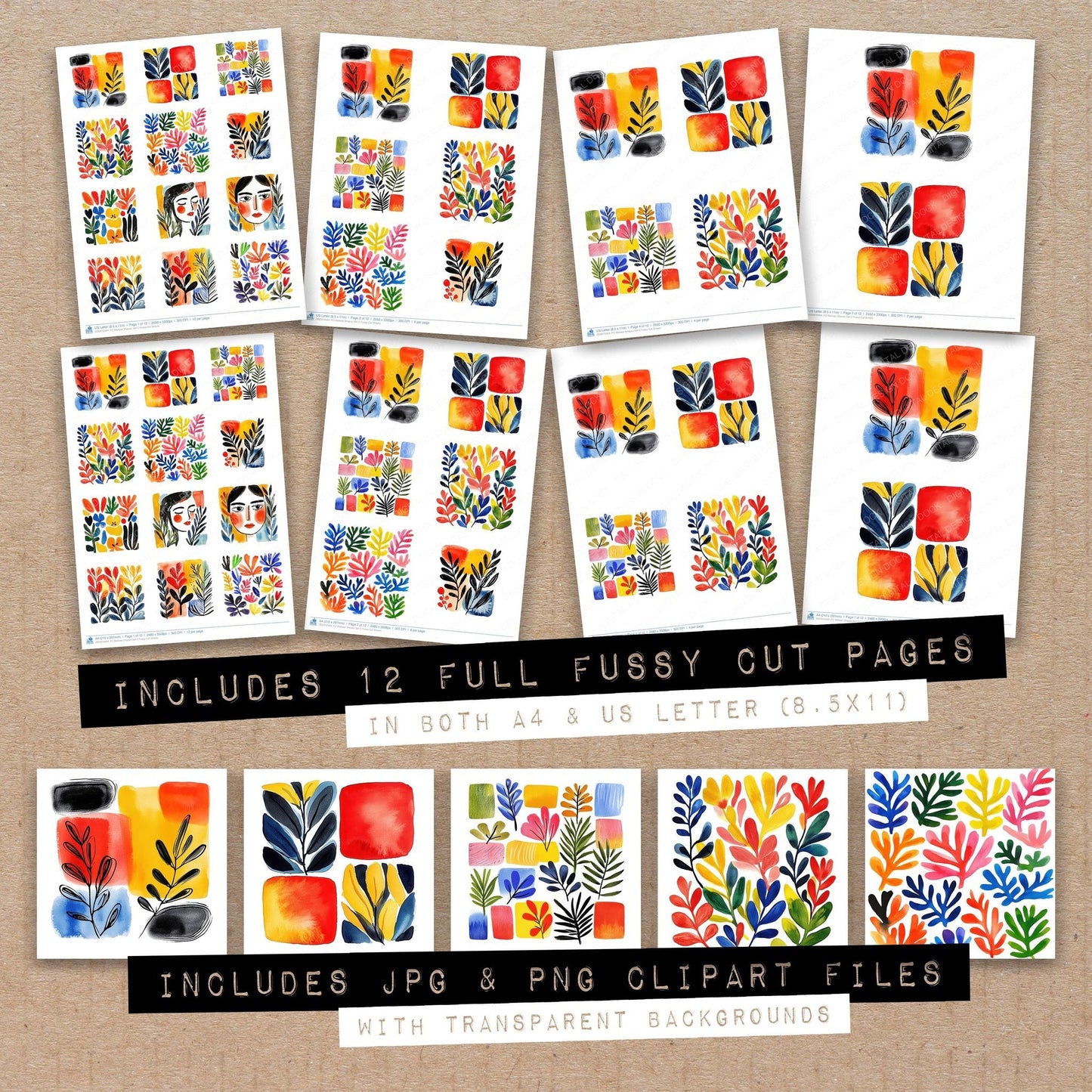 DDD010404_FC Matisse Shapes Set C Fussy Cut Sheets