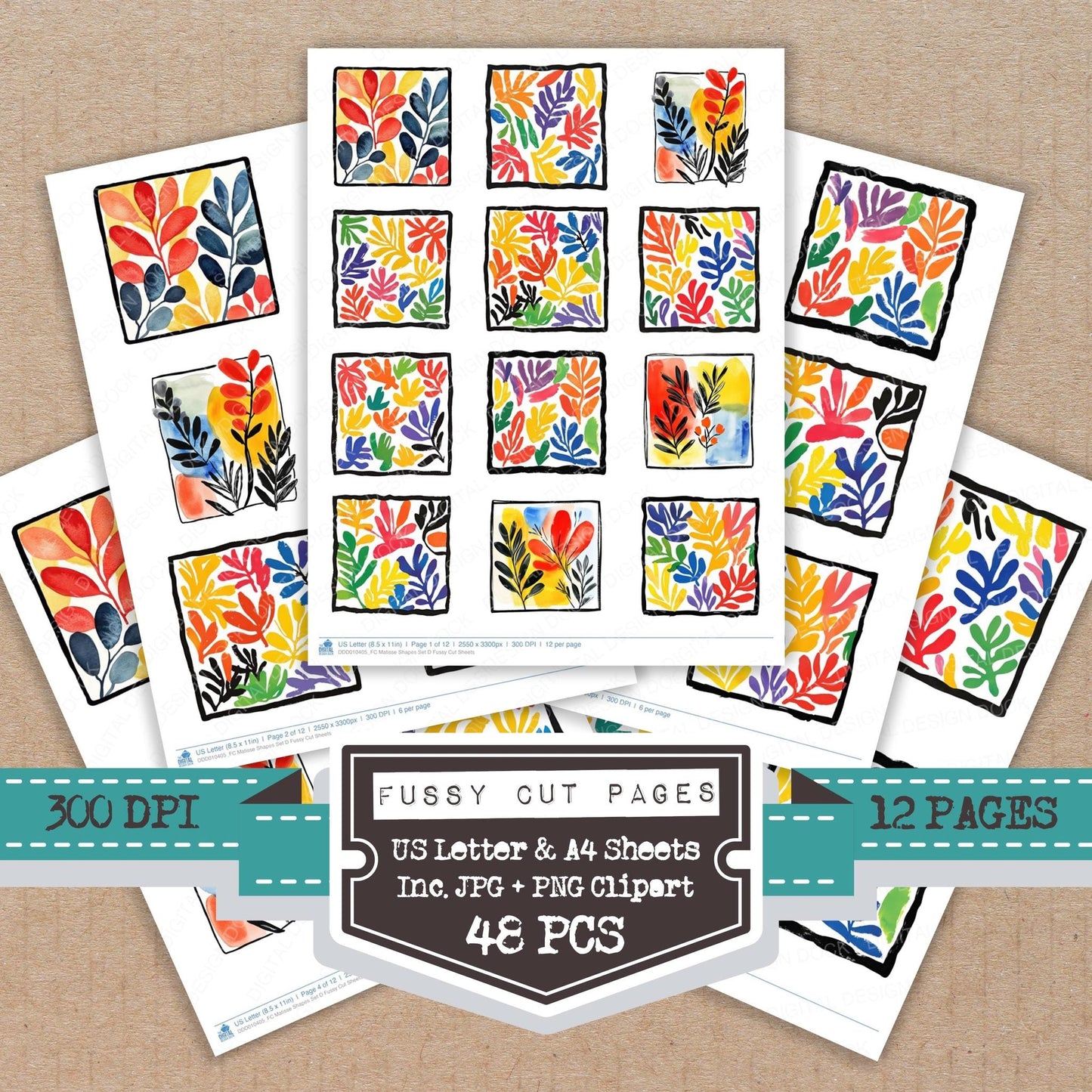 DDD010405_FC Matisse Shapes Set D Fussy Cut Sheets