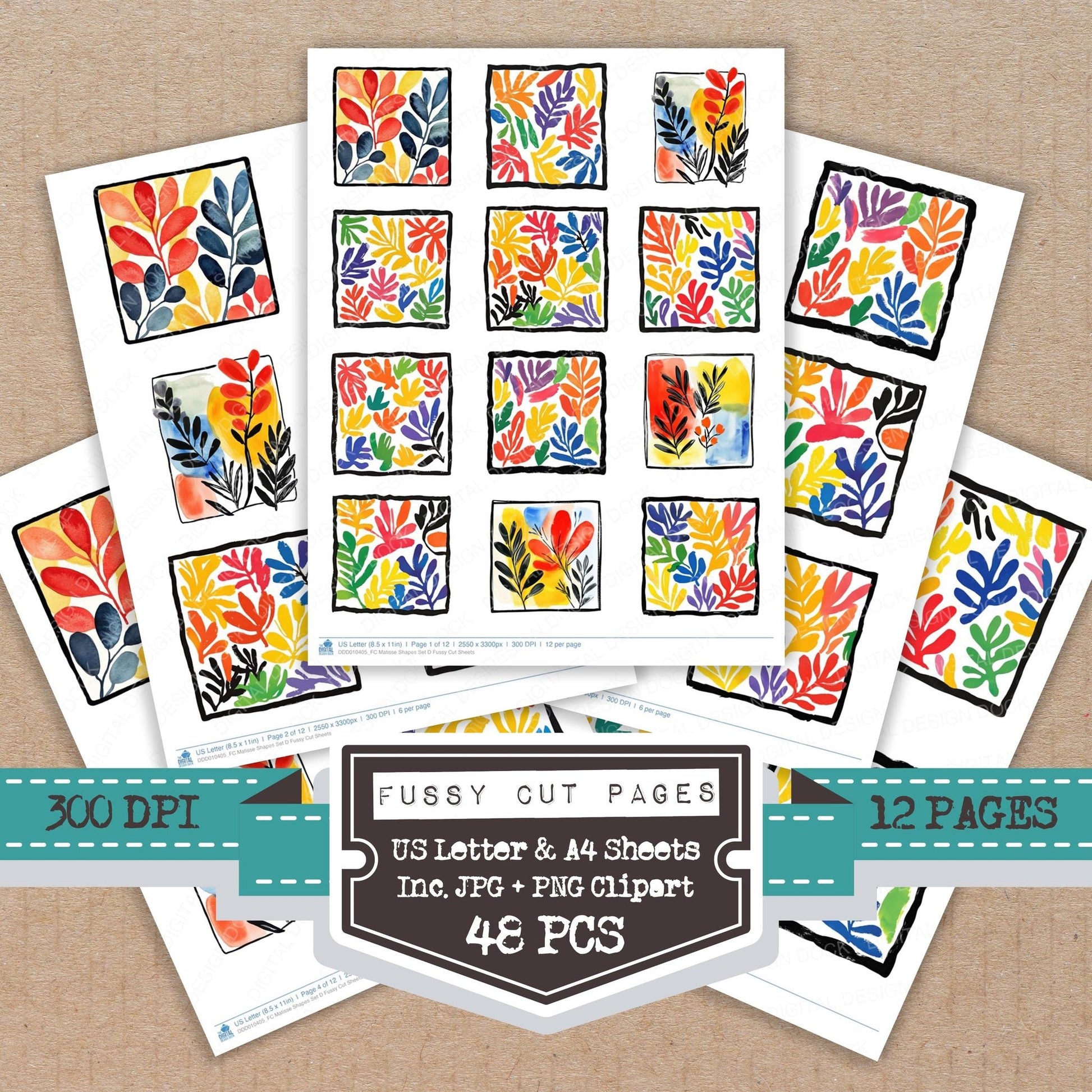 DDD010405_FC Matisse Shapes Set D Fussy Cut Sheets