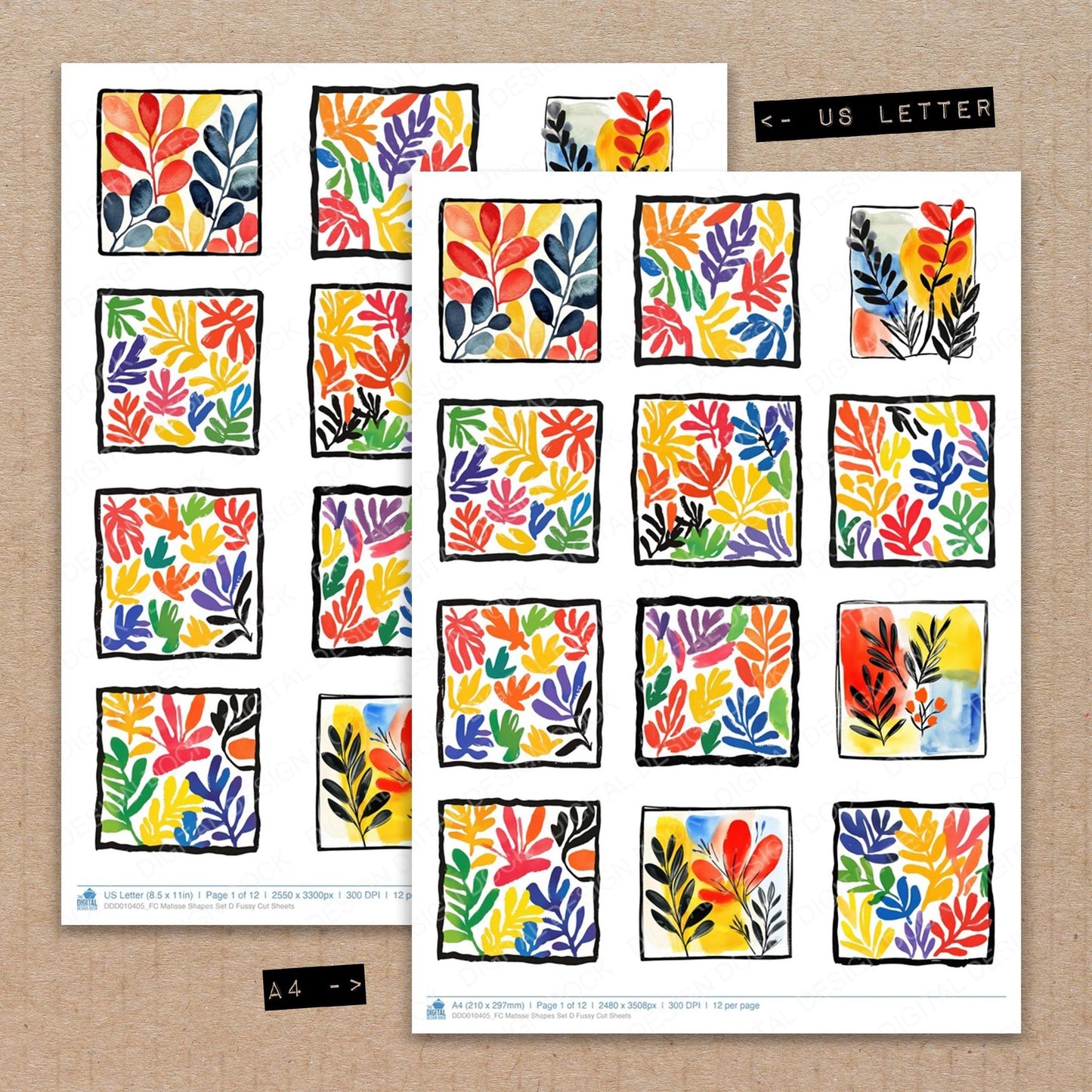 DDD010405_FC Matisse Shapes Set D Fussy Cut Sheets