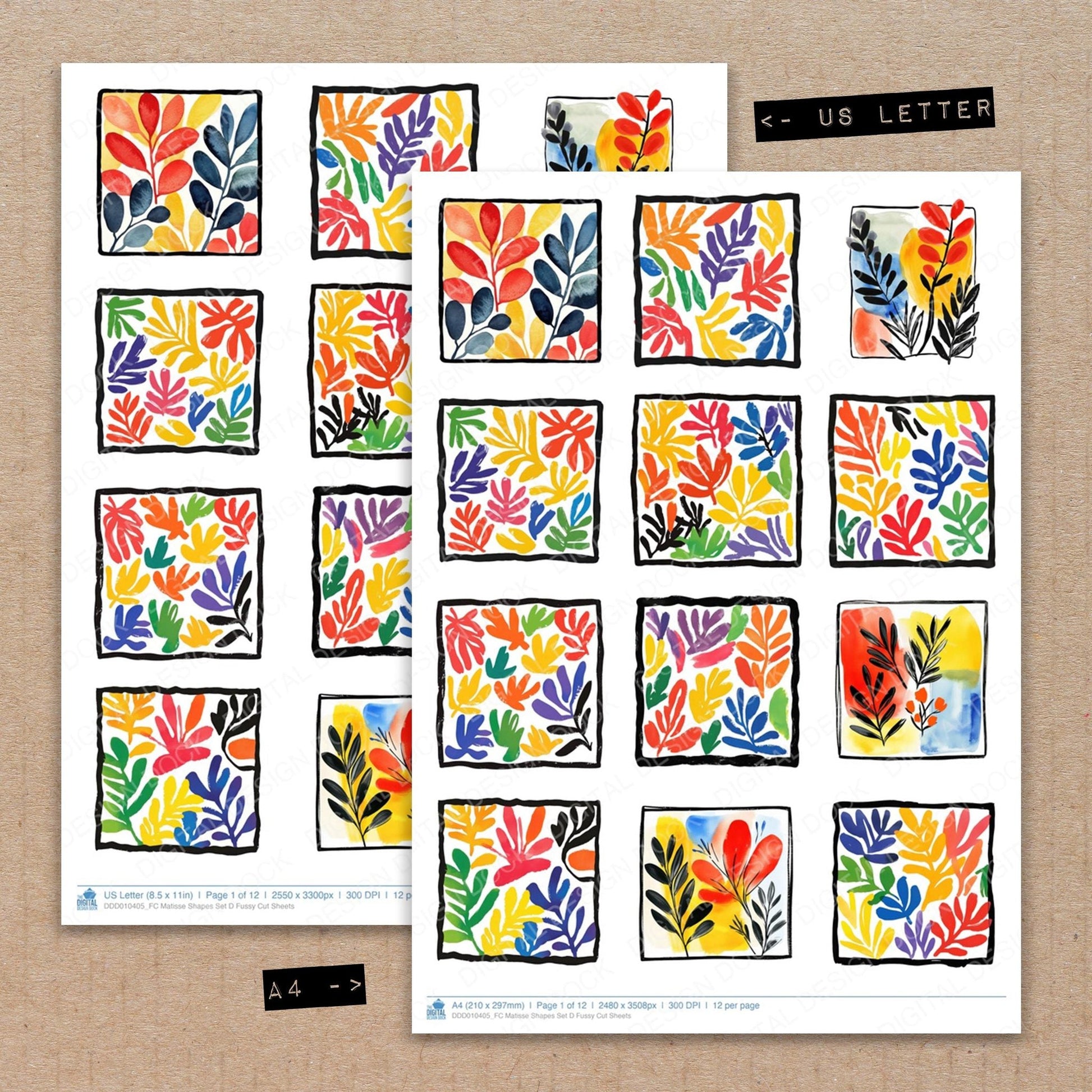 DDD010405_FC Matisse Shapes Set D Fussy Cut Sheets