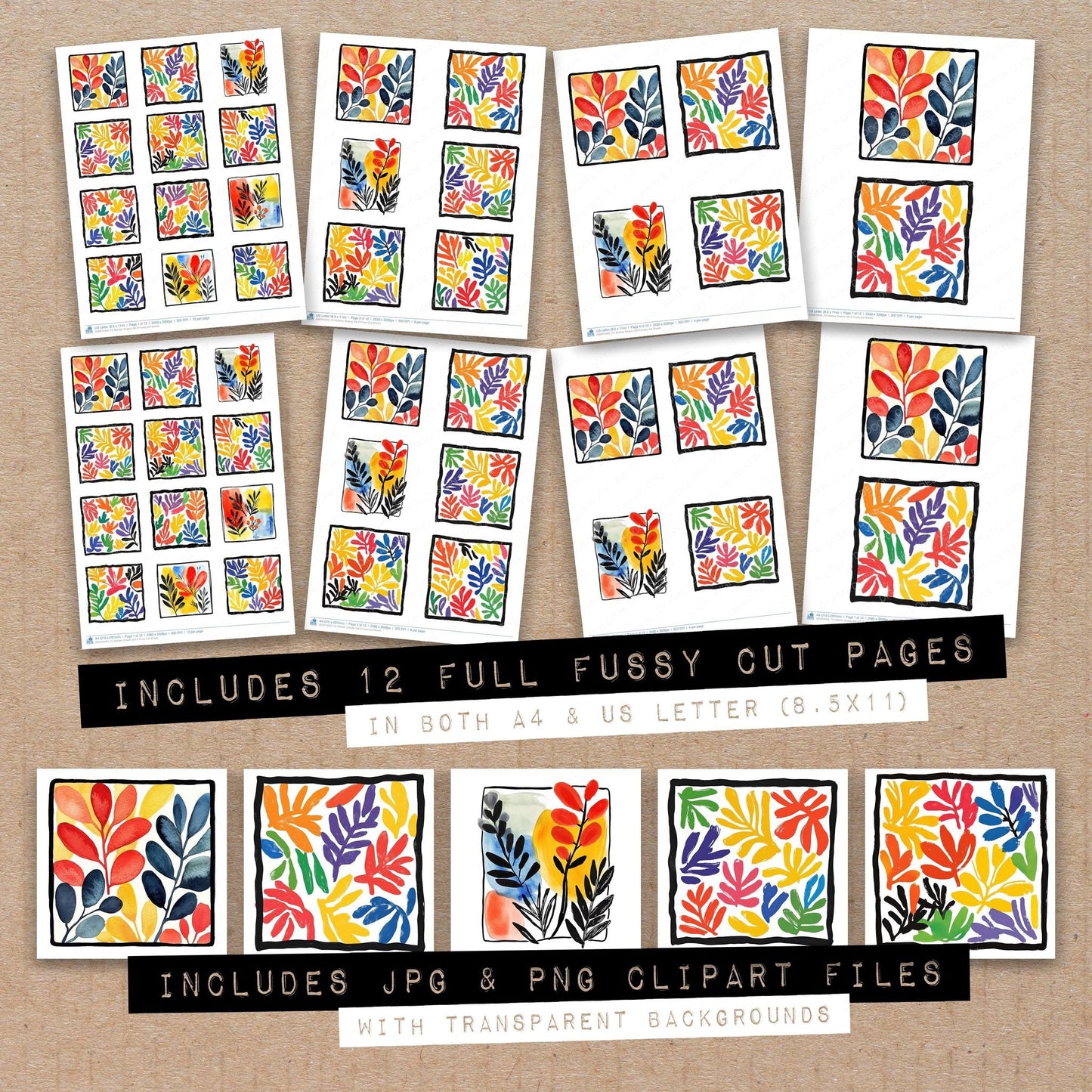 DDD010405_FC Matisse Shapes Set D Fussy Cut Sheets
