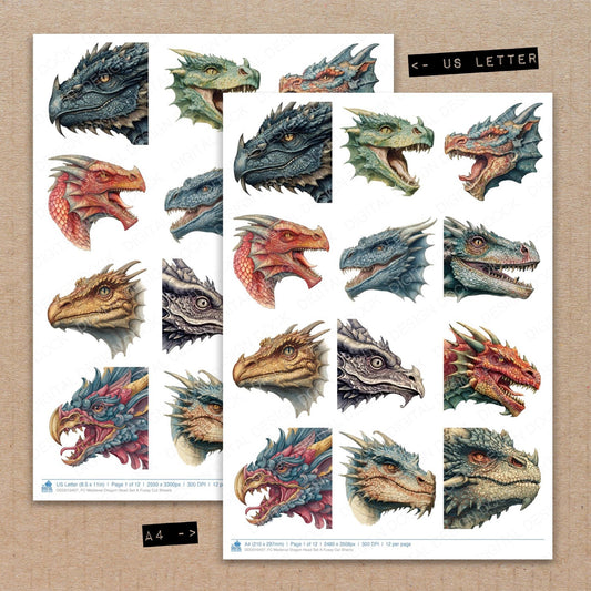 DDD010407_FC Medieval Dragon Head Set A Fussy Cut Sheets