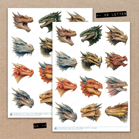 DDD010408_FC Medieval Dragon Head Set B Fussy Cut Sheets