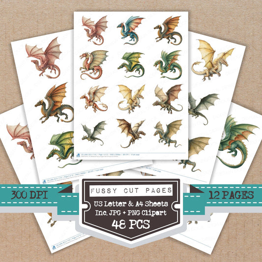 Medieval Flying Dragon Set B Fussy Cut Sheets (DDD010412)