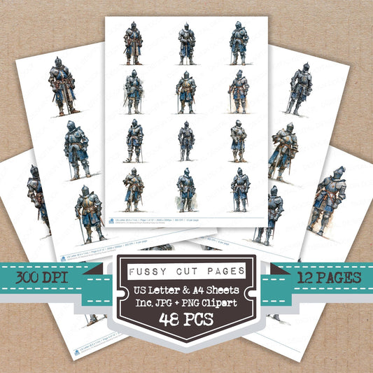 DDD010413_FC Medieval Knight Standing Fussy Cut Sheets