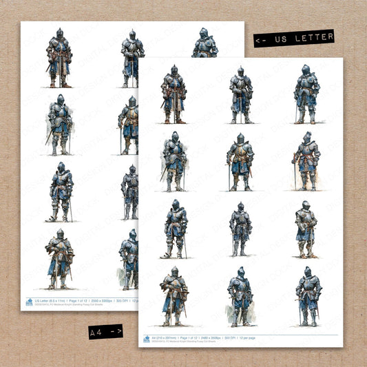 DDD010413_FC Medieval Knight Standing Fussy Cut Sheets
