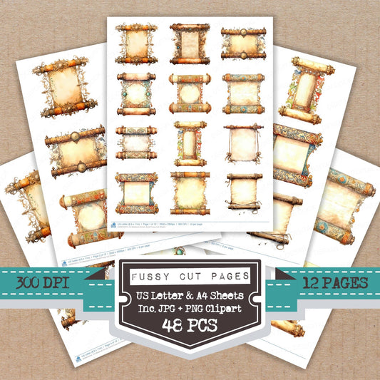 DDD010414_FC Medieval Ornate Scroll Fussy Cut Sheets