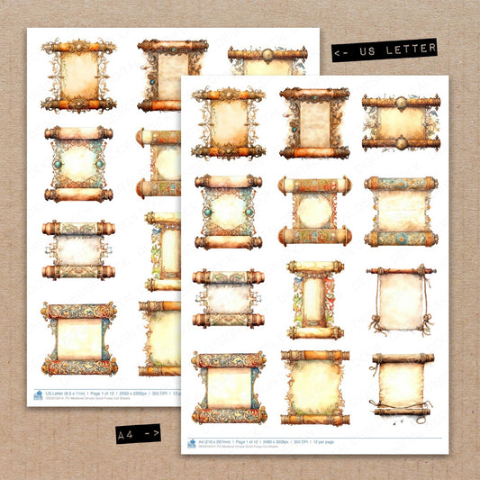 DDD010414_FC Medieval Ornate Scroll Fussy Cut Sheets