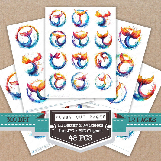 DDD010418_FC Mermaid Tail Design Fussy Cut Sheets