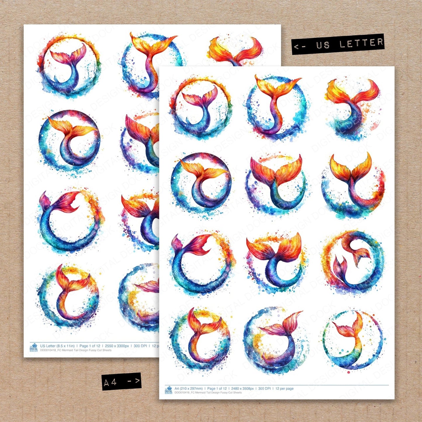 DDD010418_FC Mermaid Tail Design Fussy Cut Sheets