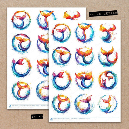 DDD010418_FC Mermaid Tail Design Fussy Cut Sheets