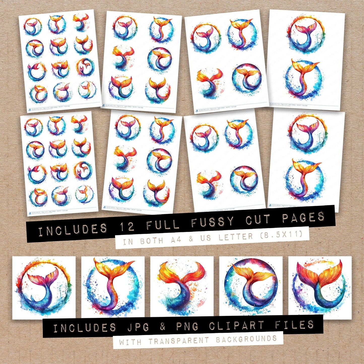 DDD010418_FC Mermaid Tail Design Fussy Cut Sheets