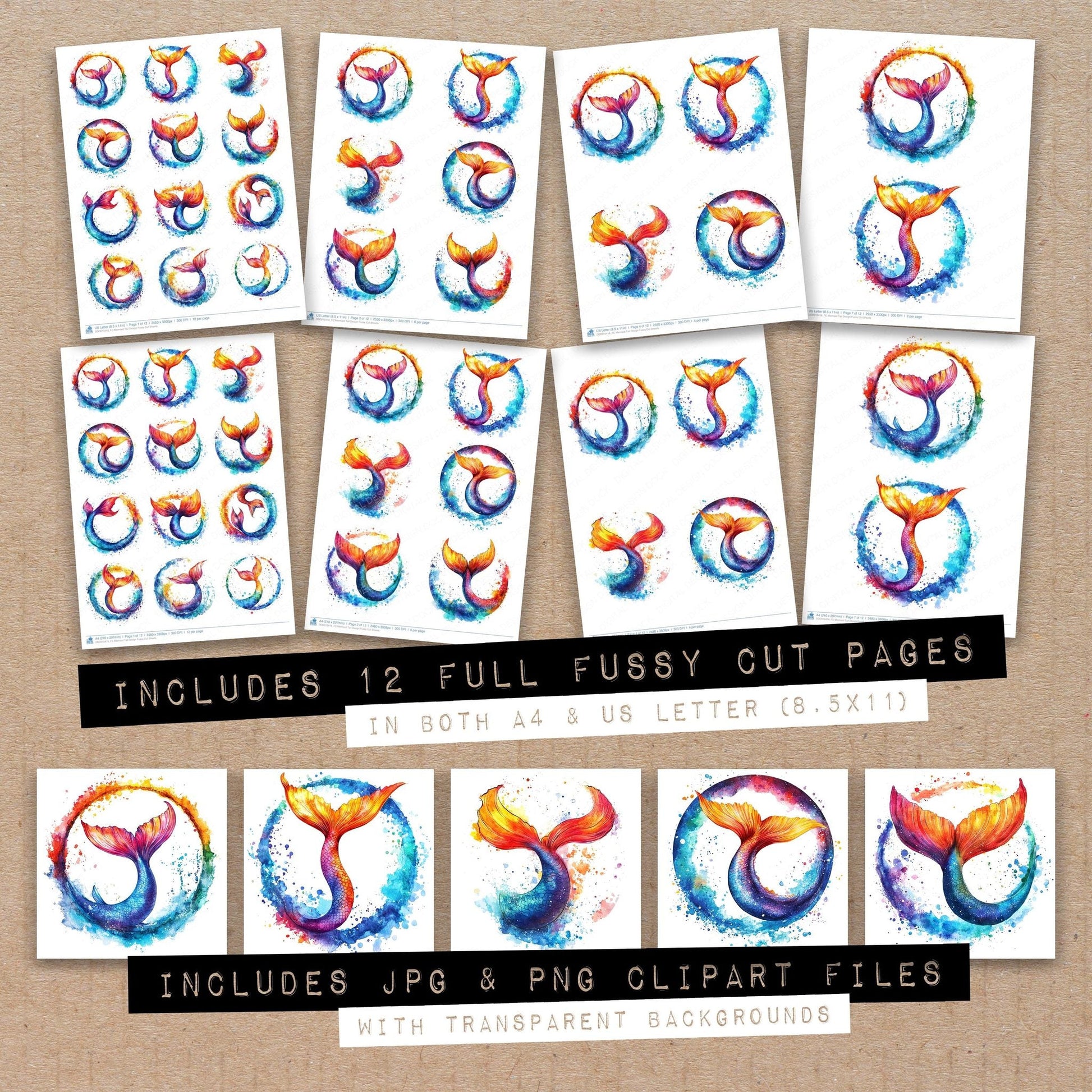 DDD010418_FC Mermaid Tail Design Fussy Cut Sheets