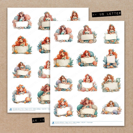 DDD010419_FC Mermaid with Banner Fussy Cut Sheets
