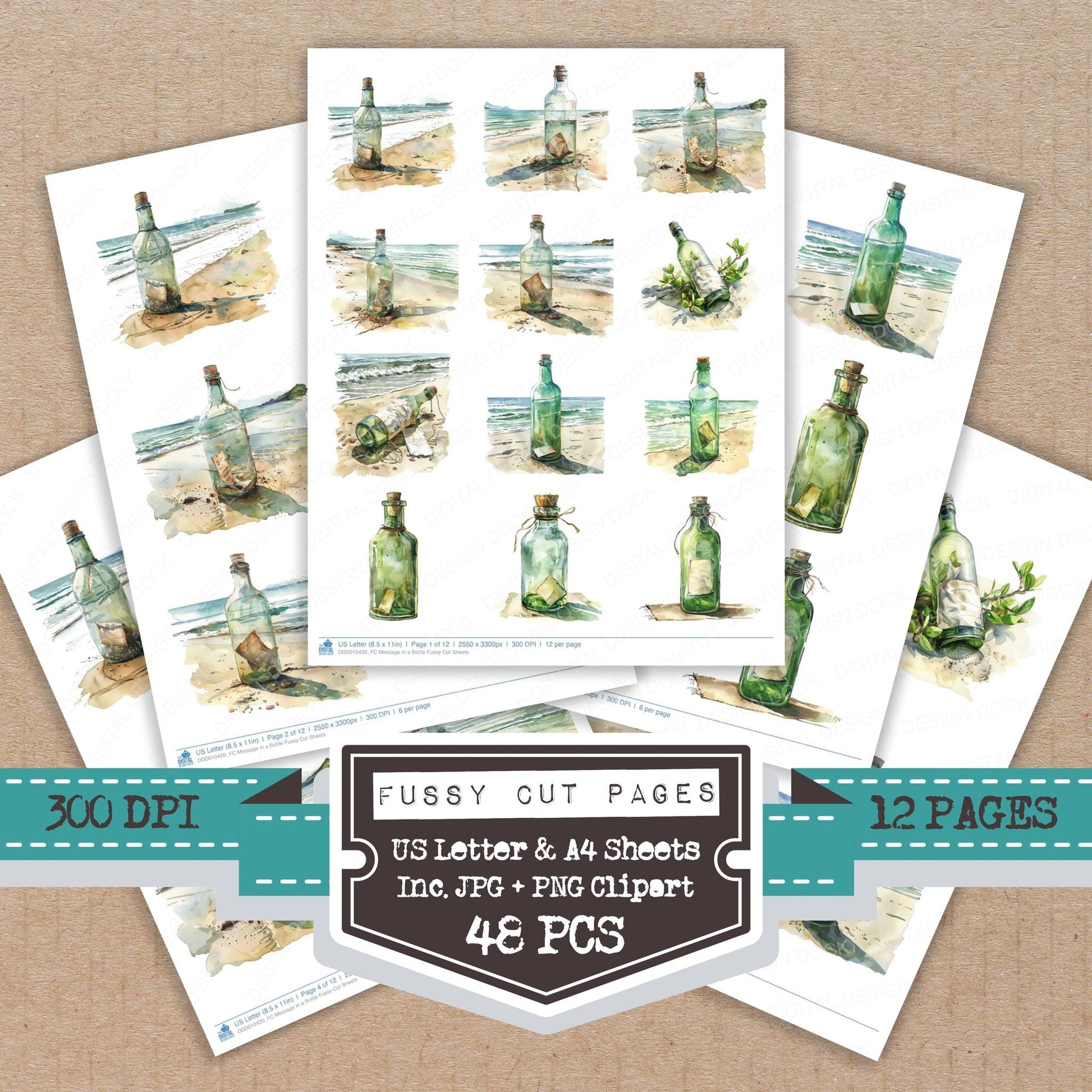 DDD010420_FC Message in a Bottle Fussy Cut Sheets