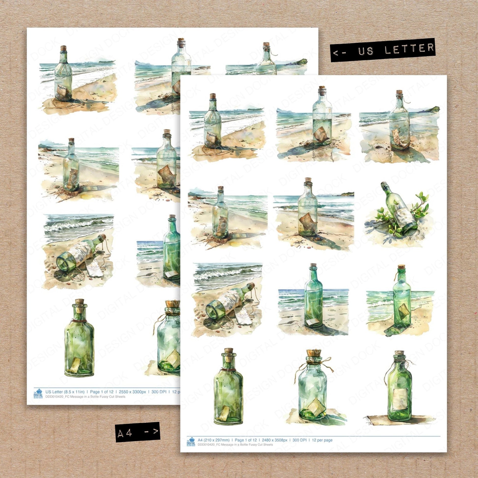 DDD010420_FC Message in a Bottle Fussy Cut Sheets