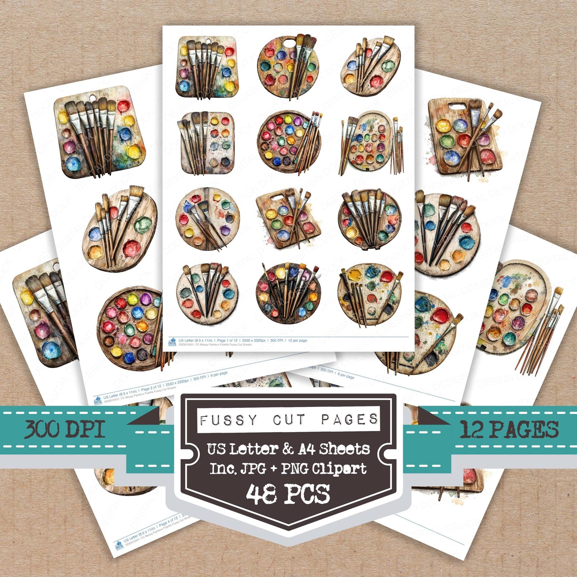 DDD010421_FC Messy Painters Palette Fussy Cut Sheets